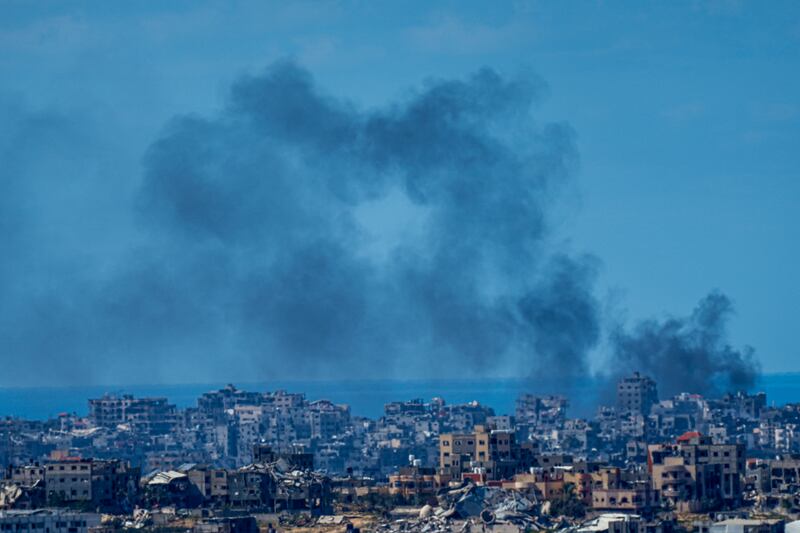 Smoke rises in the northern Gaza Strip (Ariel Schalit/AP)