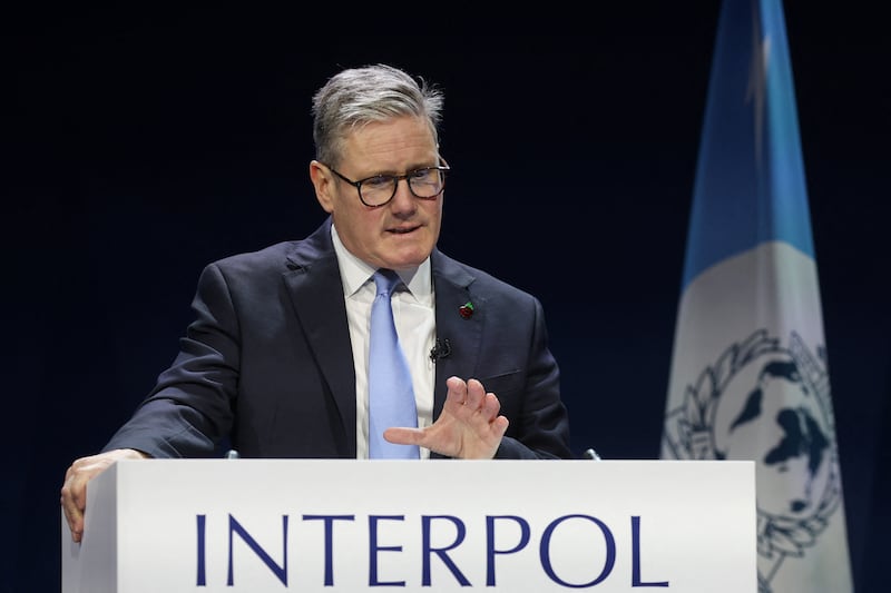 Prime Minister Sir Keir Starmer gave a speech during the Interpol general assembly in Glasgow