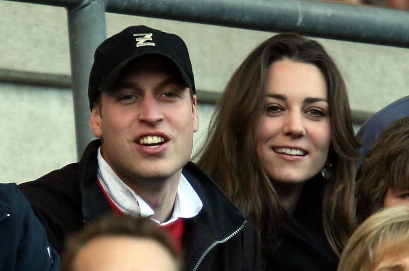 William and Kate, while dating, watch England v Italy at the Six Nations in 2007