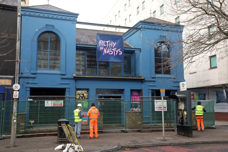 Demolition begins at the Filthy McNastys Night Club in Belfast. PICTURE: MAL MCCANN