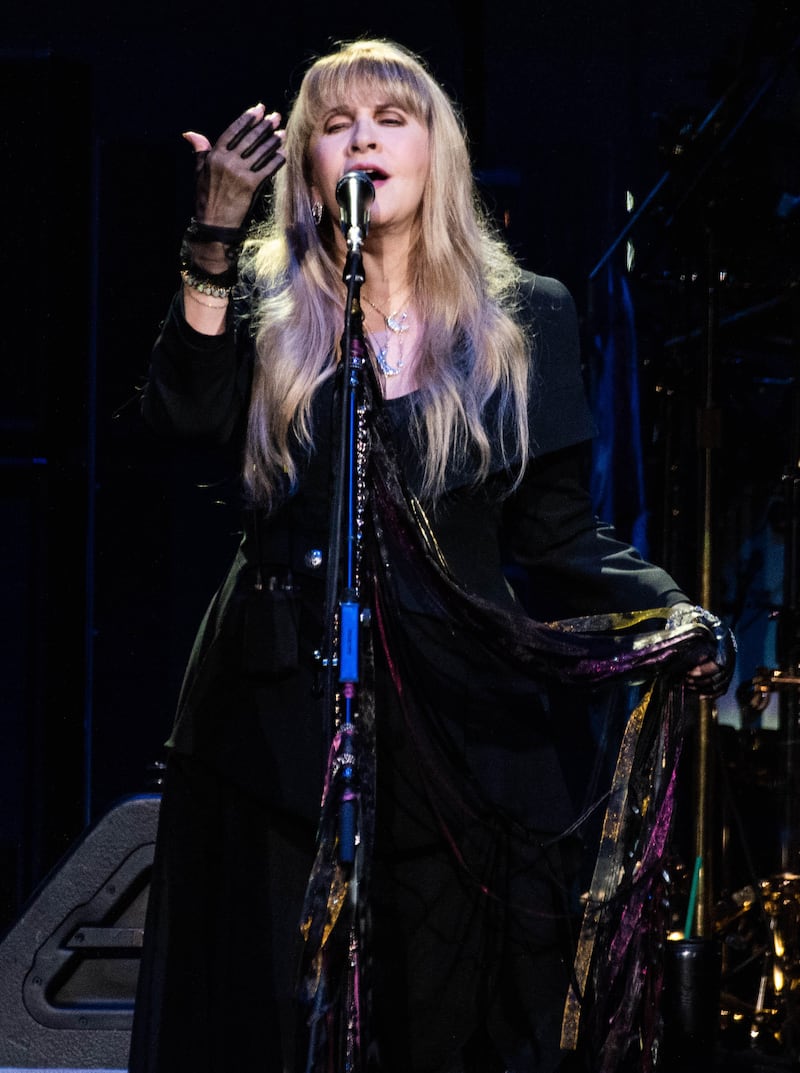 Stevie Nicks often experiments with mesh, velvet and lace in her stage attire