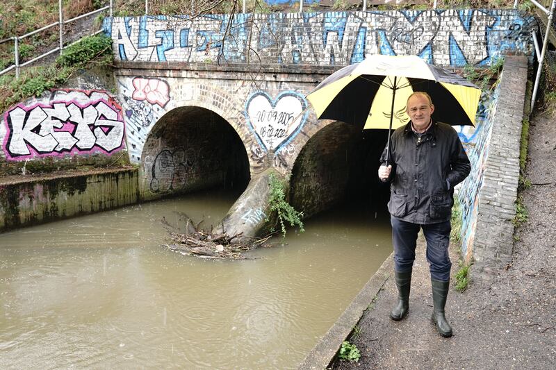Liberal Democrat leader Sir Ed Davey by the Hogsmill River in Berrylands, south-west London