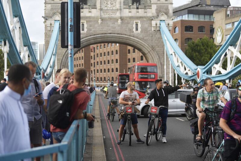 Tower Bridge stuck open