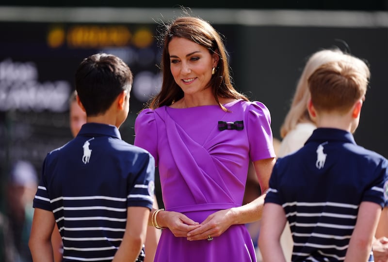 Kate during the trophy presentation for the Gentlemen’s Singles at Wimbledon in July