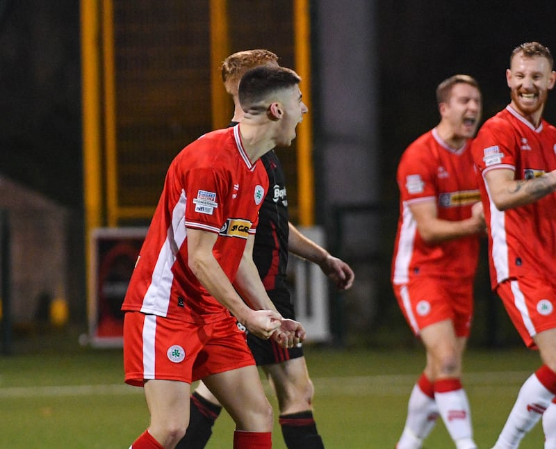 Shea Kearney of Cliftonville at full time at this Evening’s game at Solitude, Belfast