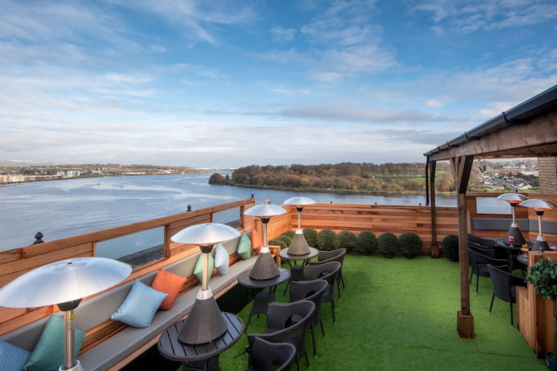 A view of the River Foyle from the City Hotel roof in Derry.