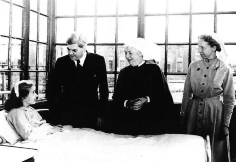 Aneurin Bevan officially launched the new NHS at Park Hospital in Manchester on July 5 1948 by accepting the keys to the hospital in a symbolic ceremony. Picture by Trafford Healthcare NHS/PA Wire