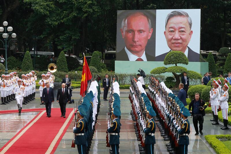 Vietnamese president To Lam and his Russian counterpart Vladimir Putin (Minh Hoang/AP)
