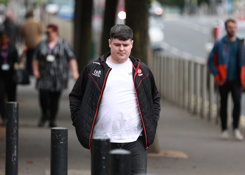 Jordan Devine arrives at Laganside Court, Belfast, where he and two other men have been charged with the murder of Belfast journalist Lyra McKee