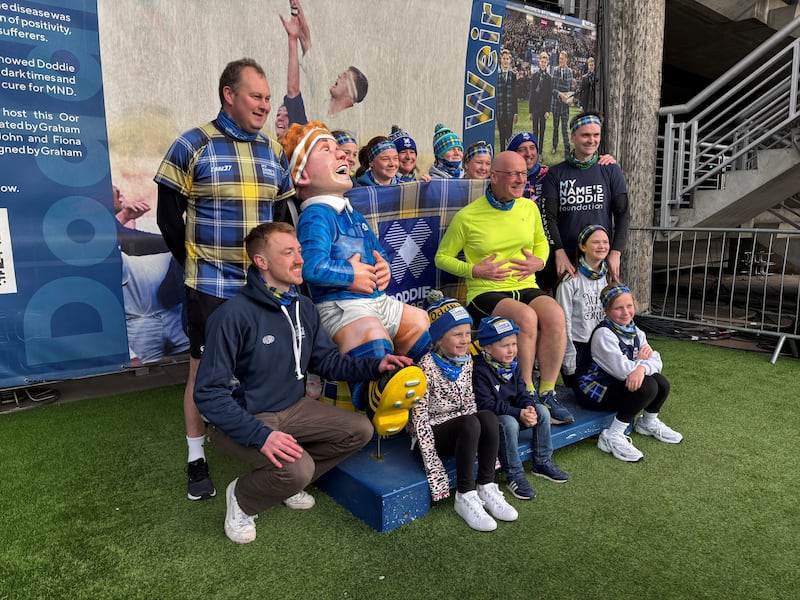 Scottish First Minister John Swinney appeared at Murrayfield Stadium in Edinburgh to sign up to take part in Doddie Aid 2025 and meet other Doddie Aid supporters