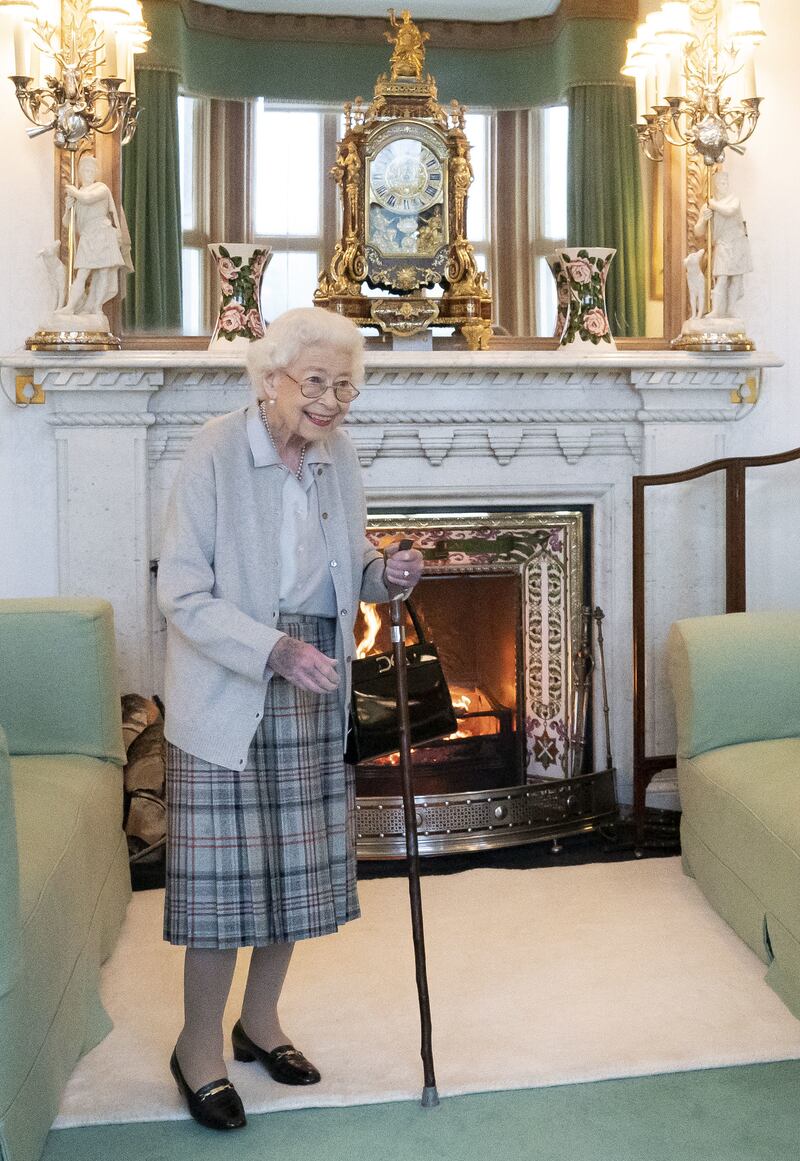 Queen Elizabeth II, just three days before her death, waits in the Drawing Room to hold an audience with outgoing prime minister Liz Truss