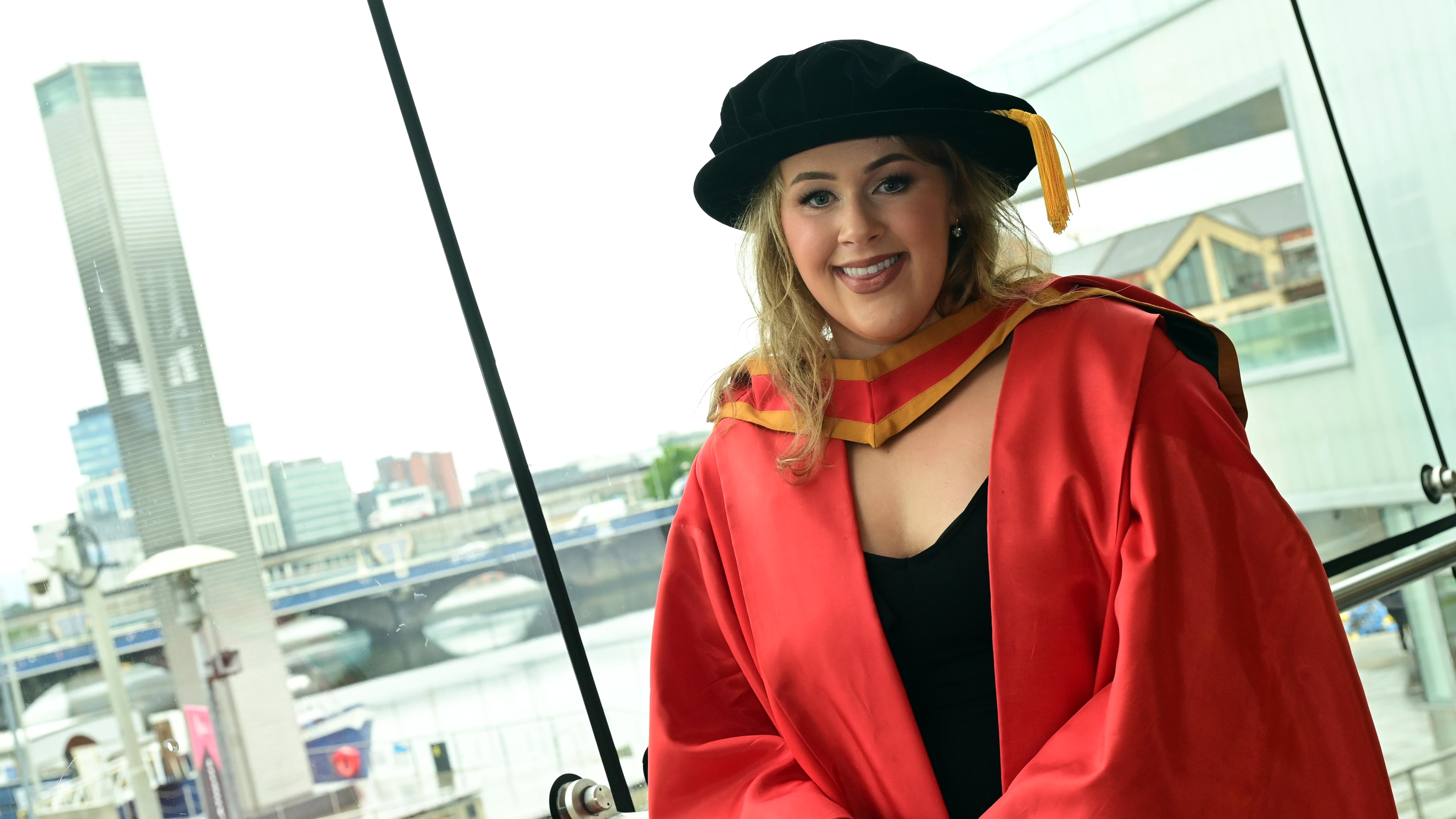 Dr Sarah Nally pictured as she graduates with a PhD in Sport and Exercise Science from Ulster University Belfast. PICTURE: ULSTER UNIVERSITY