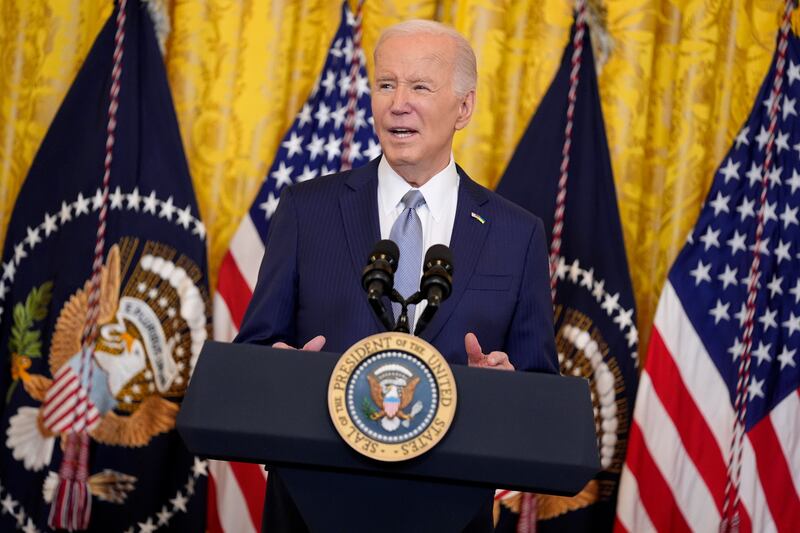 Joe Biden said the sanctions come in response to Vladimir Putin’s ‘brutal war of conquest’ (Evan Vucci/AP)