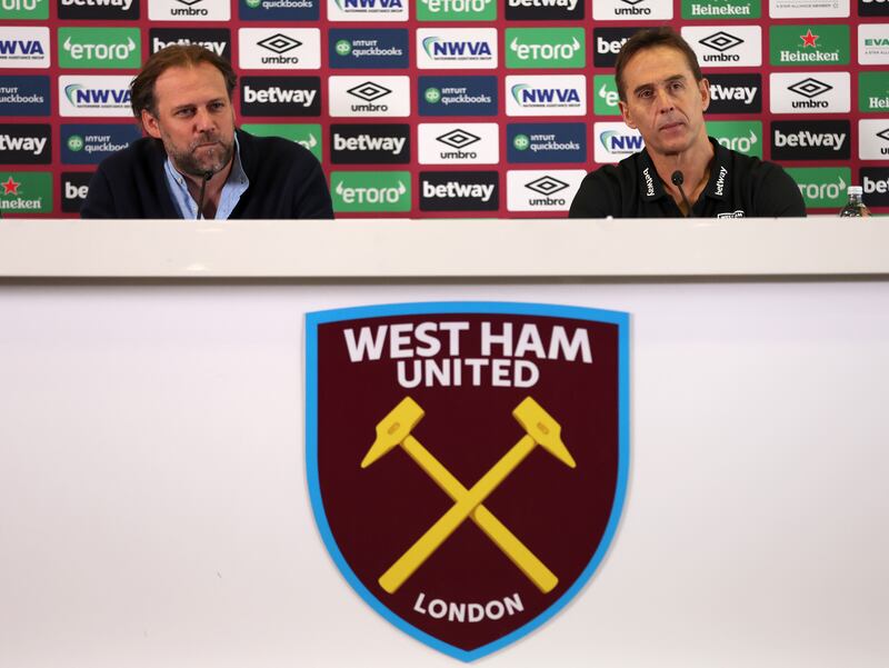 Tim Steidten, left, was present when Lopetegui was unveiled