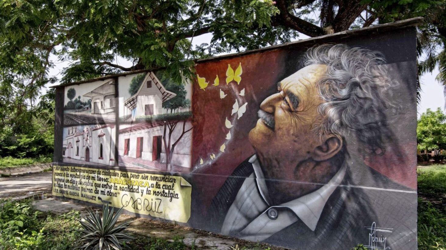 A mural celebrating Gabriel Garcia Marquez in Aracataca 