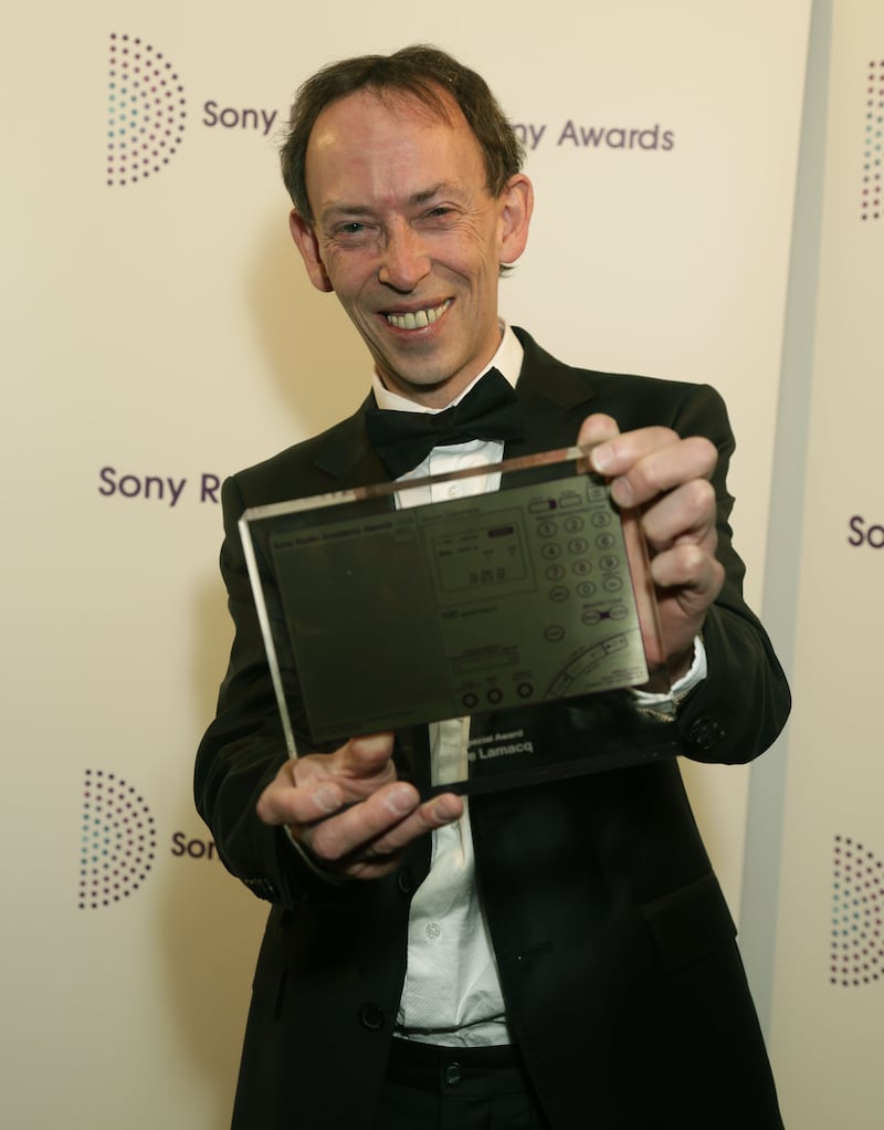 Steve Lamacq with his Special Award at the Sony Radio Academy Awards at the Grosvenor House Hotel in central London