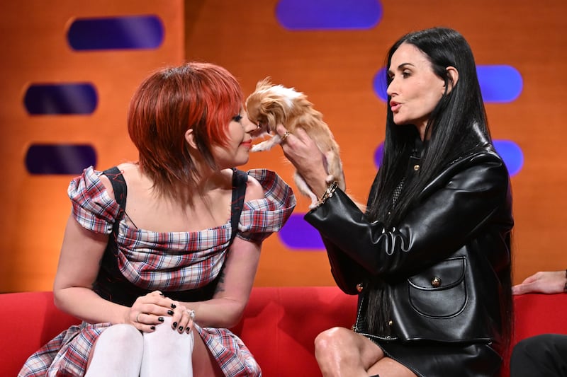 Lady Gaga, Demi Moore and Demi Moore’s dog Pilaf