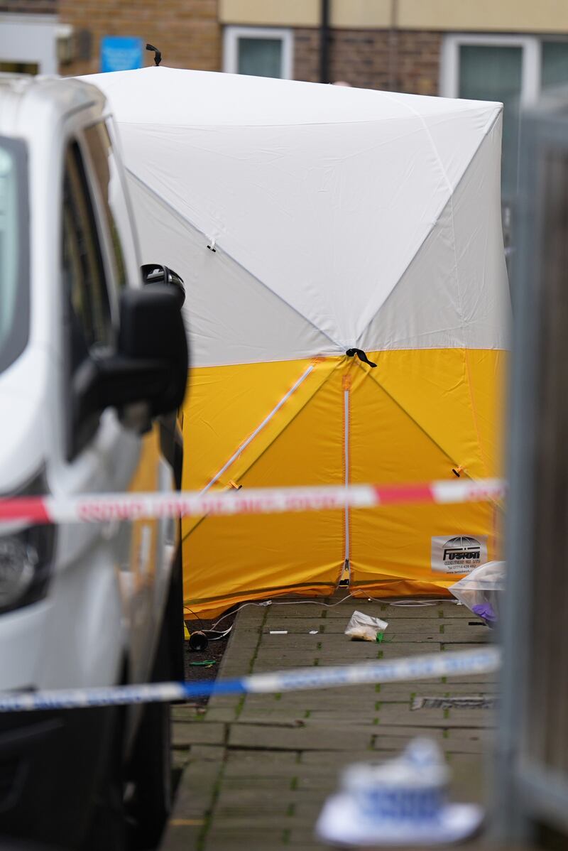 A police tent at the scene on Gifford Road, Brent