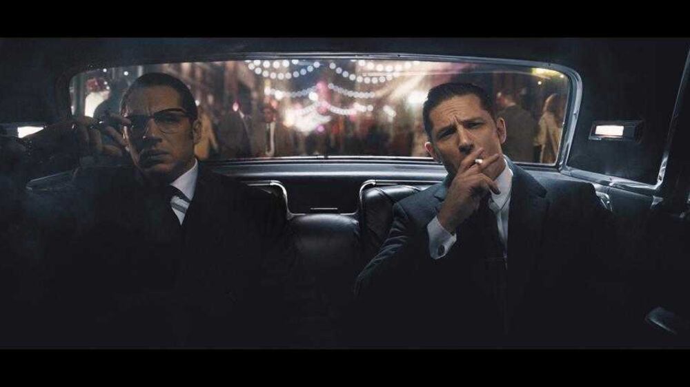 Tom Hardy in a scene from Legend, the new Kray twins biopic 