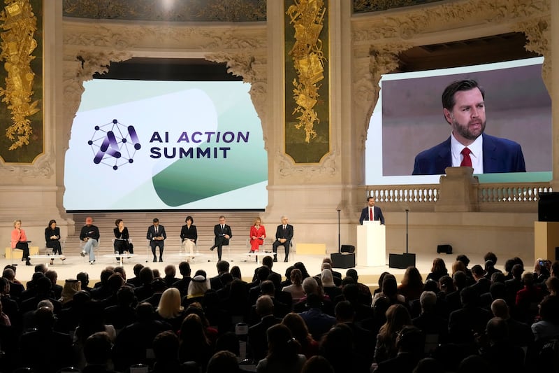 Vice-President JD Vance addresses the audience (Michel Euler/AP)