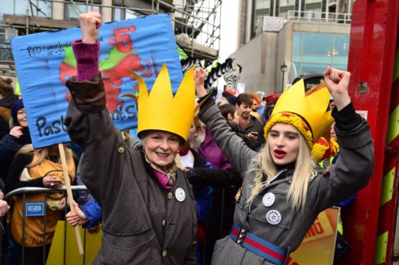 Dame Vivienne marching through London for climate change in 2015.