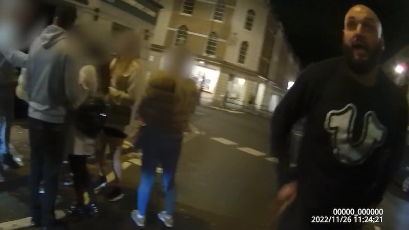 Screen grab taken from video of Ross Hamilton arguing outside the Viva nightclub in Richmond, before the murder of Reece Newcombe