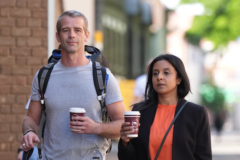 Sean Harper and his wife Shiza Harper outside Chelmsford Crown Court, where they are on trial alongside Mark Christopher and Matthew Martin, charged with conspiracy to kidnap and conspiracy to commit false imprisonment