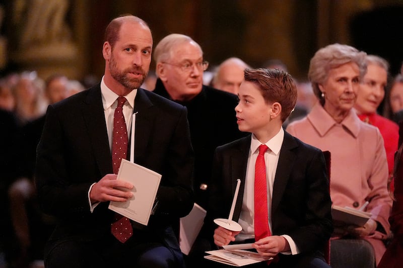 The Prince of Wales and Prince George during the service