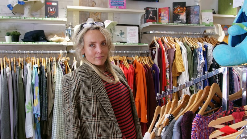 Bay Garnett at the Oxfam shop in Notting Hill, London as she puts together looks for the charity’s September runway show. (Amber Ahmad/Oxfam)