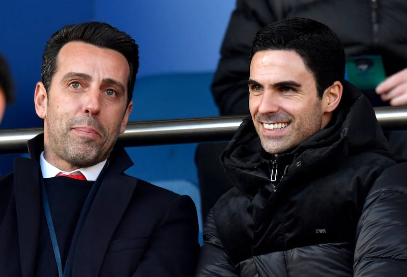 Arsenal manager Mikel Arteta, right, worked closely with Edu