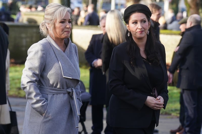 First Minister Michelle O’Neill, right, and deputy First Minister Emma Little-Pengelly were congratulated on their appointments