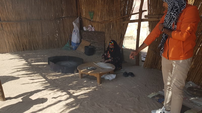 Making flatbread at Bedouin camp in the Eastern Desert, Hurghada
