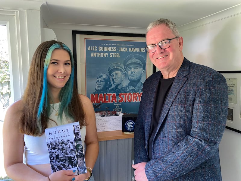 Caitlin Smith and Allan Esler Smith with their epic book, Hurst on Film 1928-1970