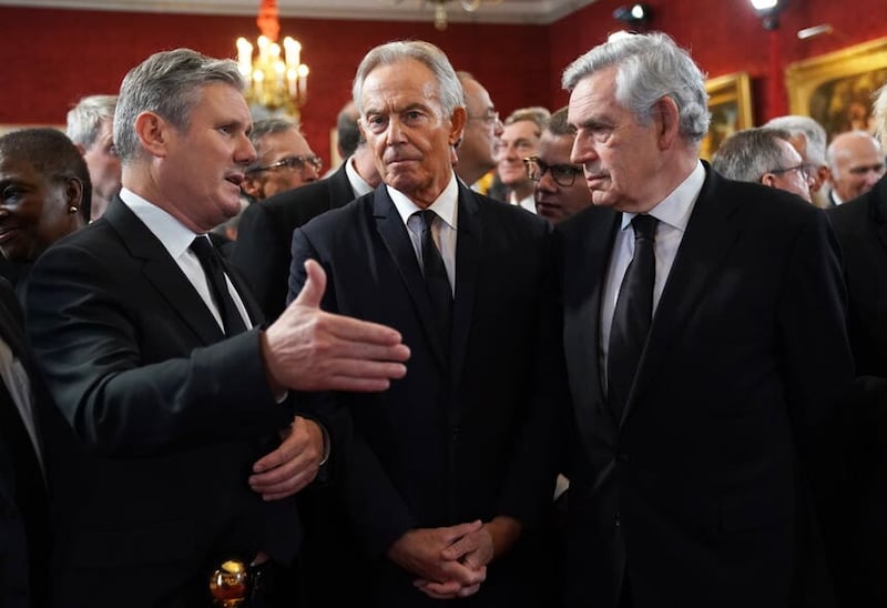 Labour leader Sir Keir Starmer with former prime ministers Tony Blair and Gordon Brown (Kirsty O’Connor/PA)