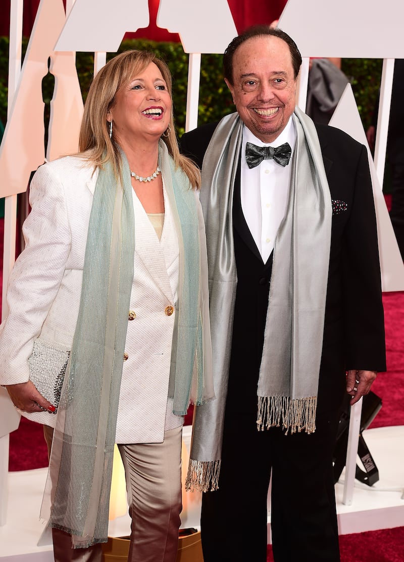 Sergio Mendes and wife Gracinha arriving at the 87th Academy Awards