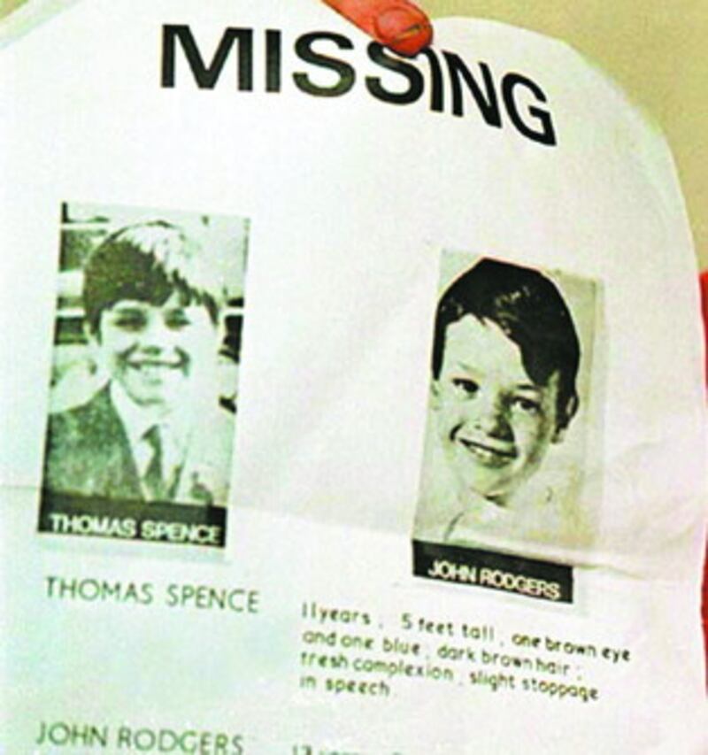 Thomas Spence and John Rodgers went missing in 1974