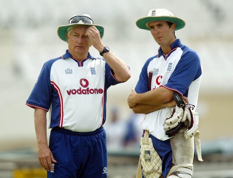 Duncan Fletcher, left, and Michael Vaughan inspired England to a seminal 2005 Ashes triumph