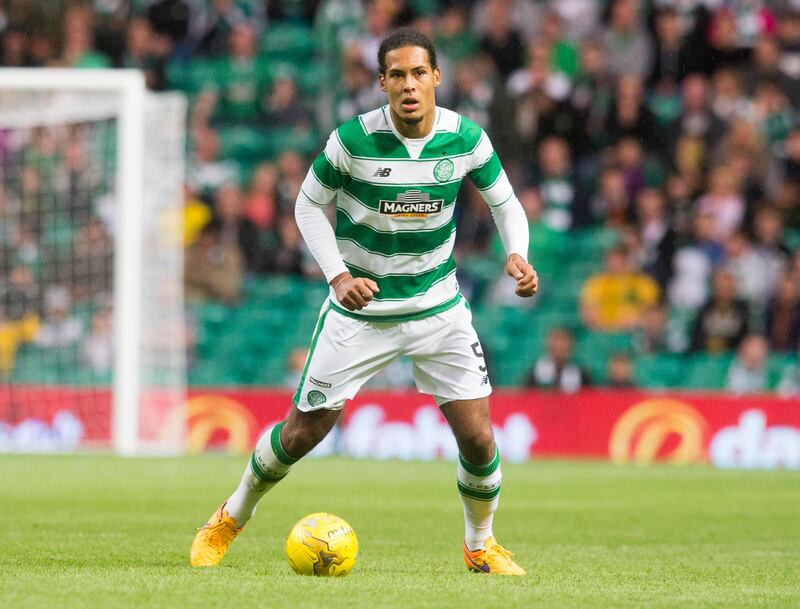 Virgil Van Dijk (pictured) lost in a Celtic shirt against Hamilton visitors featuring Danny Redmond