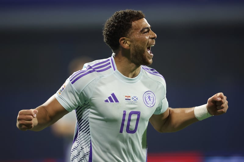 Che Adams’ celebrations were cut short by VAR .