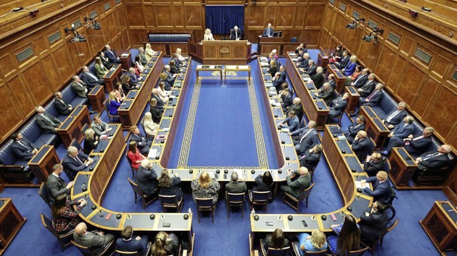 Sinn F&eacute;in MLAs now sit on the speaker&#39;s right in the assembly chamber  