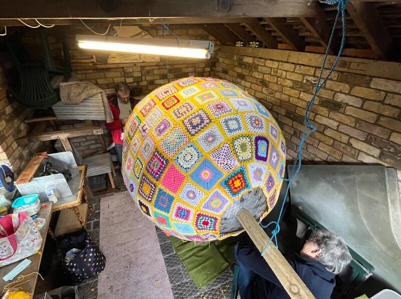 The giant egg was created over months in Hurst, Berkshire