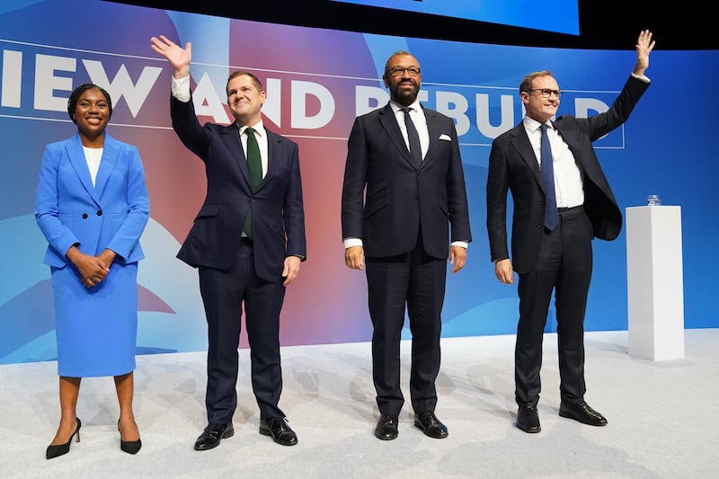 Kemi Badenoch became the Conservative Party’s leader last year after she saw off competition from, left to right, Robert Jenrick, James Cleverly and Tom Tugendhat