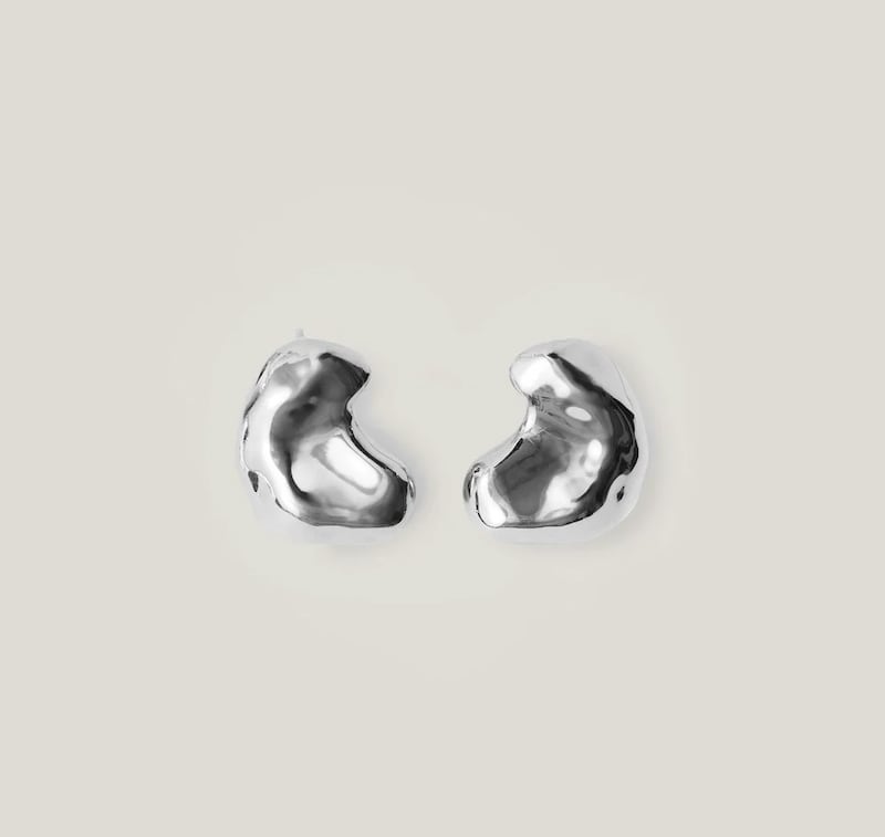 Silver sculptural stud earrings