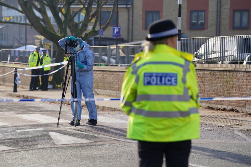 Police officers at the scene in Hackney, east London, where Lianne Gordon died