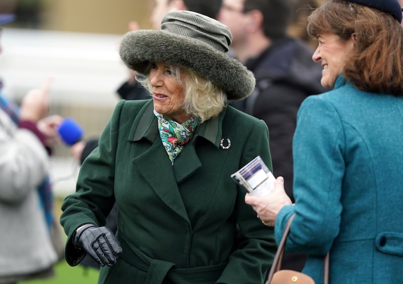 Queen Camilla joined owners and trainers in the parade ring at the Cheltenham Festival