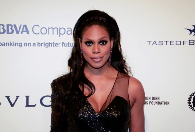 Laverne Cox arriving at the Elton John Oscar Party in Beverly Hills, Los Angeles, USA