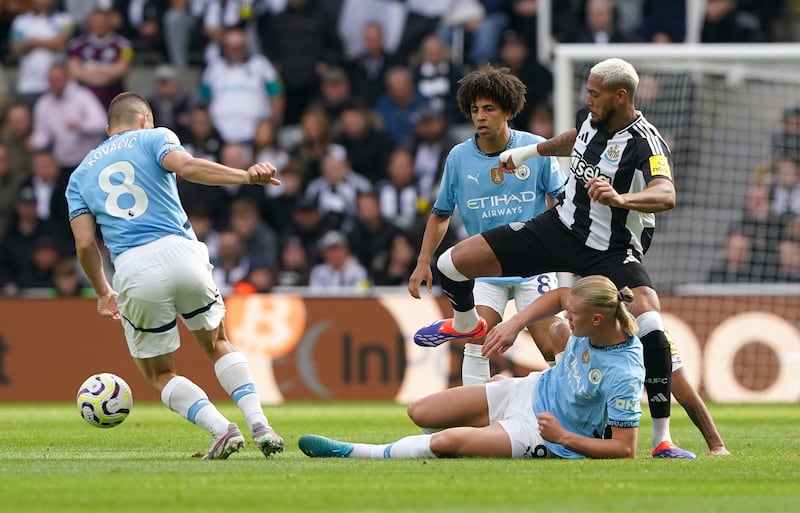 Rico Lewis (centre) is trying to fill the void left by Rodri