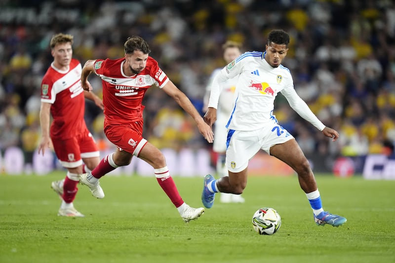 Georginio Rutter, right, played for Leeds in their Carabao Cup defeat to Middlesbrough on Wednesday