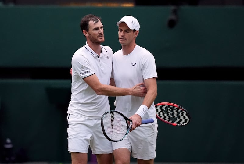 Andy Murray, right, and brother Jamie Murray at Wimbledon