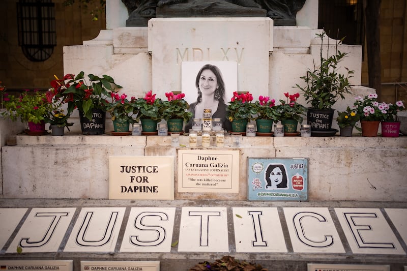 A monument has been adopted as a memorial to Ms Caruana Galizia since her death